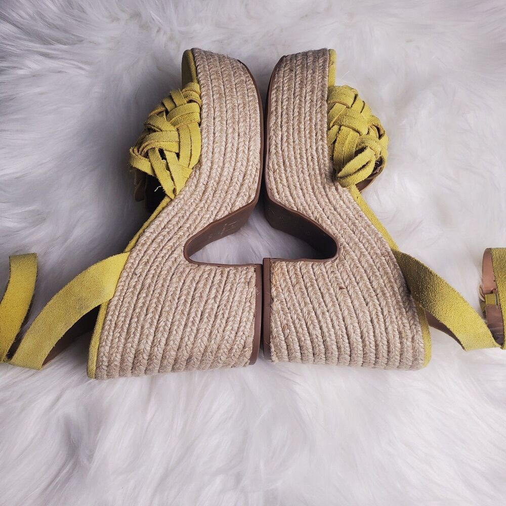 Marc Fisher Yellow Braided Espadrille Platform Sandals - Picture 8 of 10